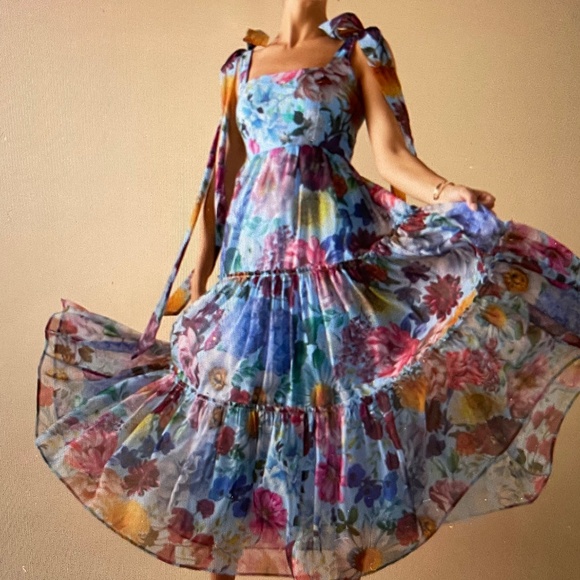 A6 - #281 Francesca's AUDREY PARKS LT BLUE FLORAL MAXI DRESS - Picture 1 of 11